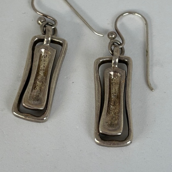 Sterling Silver Turquoise Drop Earrings - Turquoise Color - Picture 2 of 2